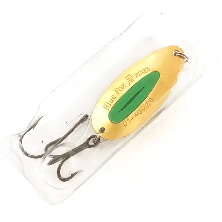 Blue Fox Pixee Lepel, Groen / Goud, 21g, 24k Verguld, #4554