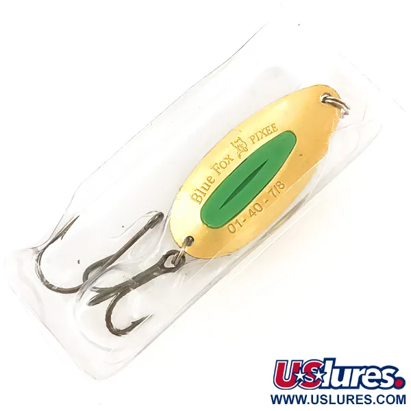 Blue Fox Pixee Lepel, Groen / Goud, 21g, 24k Verguld, #4554