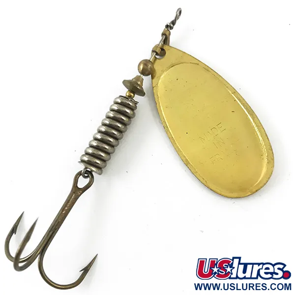 Mepps Aglia 5 Spinner, Goud, 14g, Gestempeld Blad, #4674