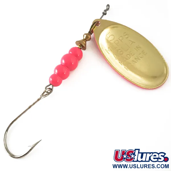 Mepps Aglia 5 Hot Pink UV Spinner, Roze/Messing, 14g, UV-Blad, #4752