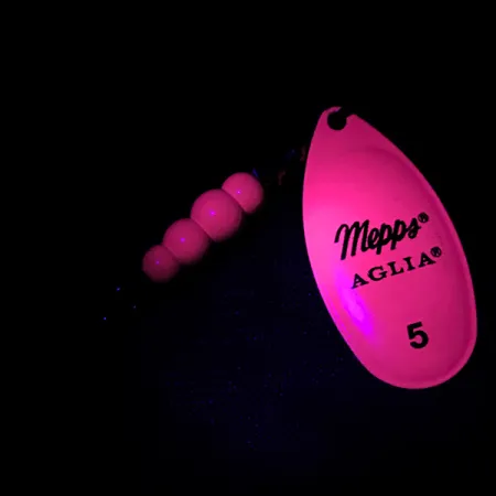 Mepps Aglia 5 Hot Pink UV Spinner, Roze/Messing, 14g, UV-Blad, #4752