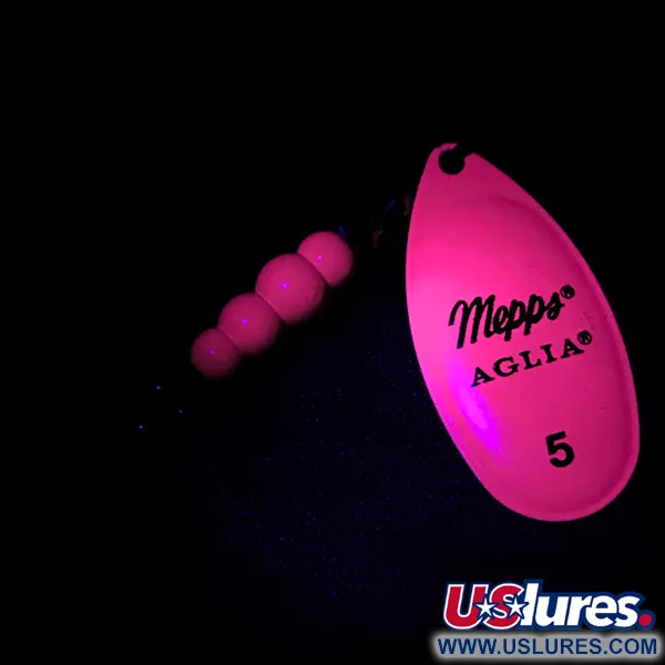 Mepps Aglia 5 Hot Pink UV Spinner, Roze/Messing, 14g, UV-Blad, #4752