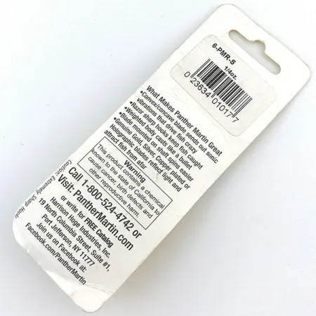 Panther Martin 6 Spinner, Zilver / Geel, 7g, verzilverd, #6-PMR-S