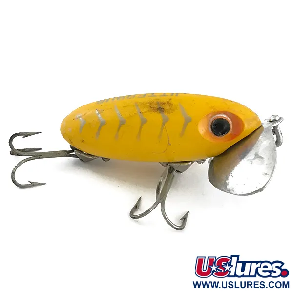 Fred Arbogast Jitterbug Oppervlakte-aas, Geel, 10g, Metalen Lip, #5067