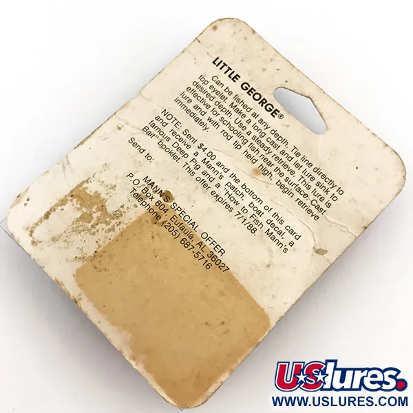 Mann's Bait Little George Tailspinner, Wit/Nikkel, 17g, Vintage, #5116