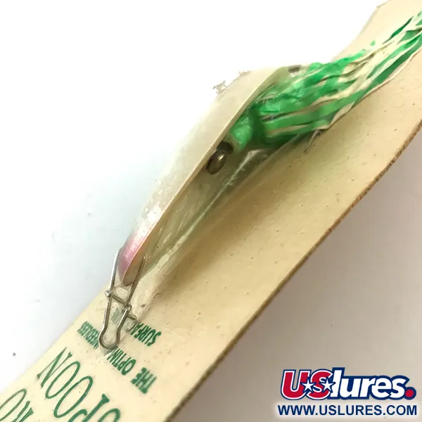 Hydro Lures Weedless Hydro Spoon UV Lepel, Wit/Groen, 14g, UV-Skirt #5197