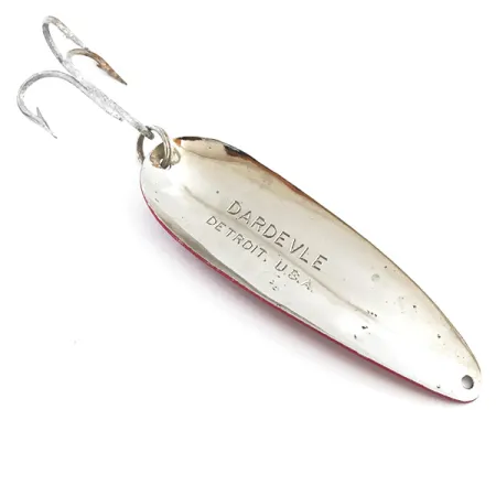 Eppinger Dardevle Lepel, Rood / Wit / Nikkel, 28g, Detroit-stempel, #5299