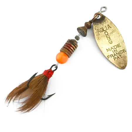 Mepps Aglia Long 1 Dressed Spinner, Messing/Rood, 4.5g, Eekhoorn, #5377