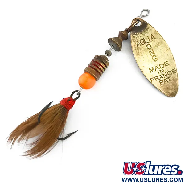 Mepps Aglia Long 1 Dressed Spinner, Messing/Rood, 4.5g, Eekhoorn, #5377