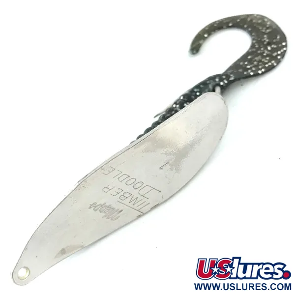 Mepps Timber Doodle 1 Wierloze Lepel, Zilver, 12g, Glitter Trailer, #5538