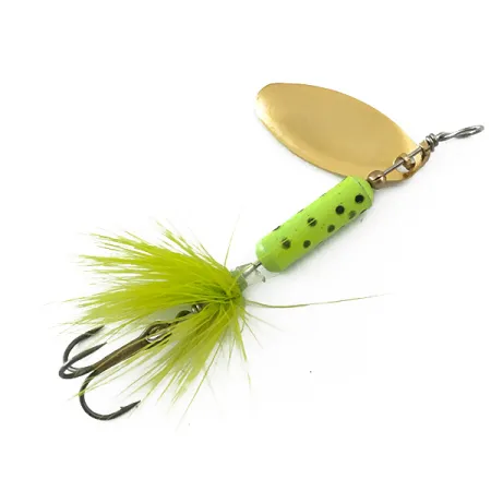 Silverlake Spinner, Goud / Fluorescerend Groen, 3,7g, Veren Dreg, #5557