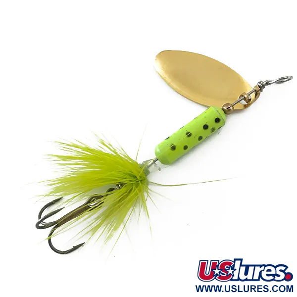 Silverlake Spinner, Goud / Fluorescerend Groen, 3,7g, Veren Dreg, #5557