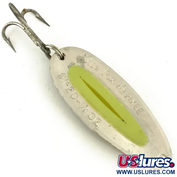 Blue Fox Pixee UV Lepel, Gehamerd Nikkel, 7g, Geel Eitje, #5651