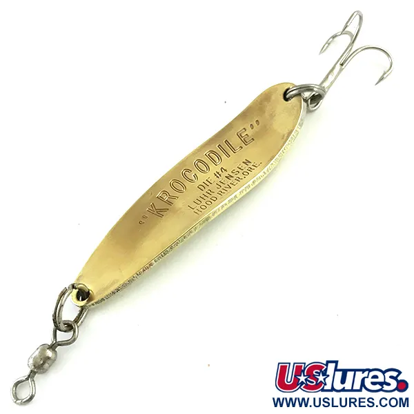Luhr Jensen Krocodile Die #4 Lepel, Messing, 19g, Vintage, #5778