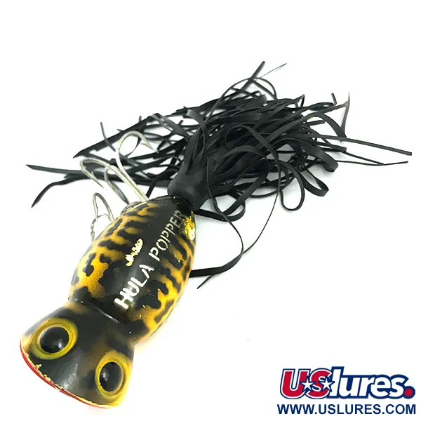 Fred Arbogast Hula Popper Popper, Tiger, 14g, Rubber Skirt, #5841