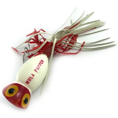 Fred Arbogast Hula Popper Oppervlakteplug, Rood / Wit, 14g, #5859