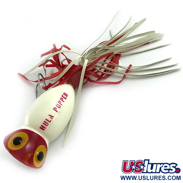Fred Arbogast Hula Popper Oppervlakteplug, Rood / Wit, 14g, #5859