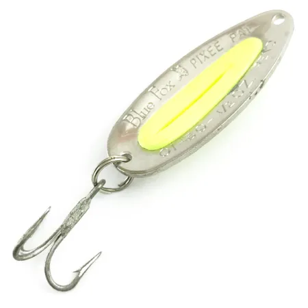Blue Fox Pixee UV Lepel, Gehamerd nikkel/Geel, 14g, UV-insert, #5877