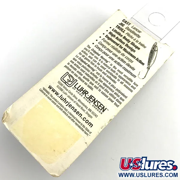 Luhr Jensen Crippled Herring Lepel, Wit/Groen UV Glow, 21g, #5921