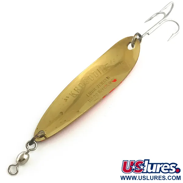 Luhr Jensen Krocodile Lepel, Gehamerd goud/Rood, 23g, UV, #5954