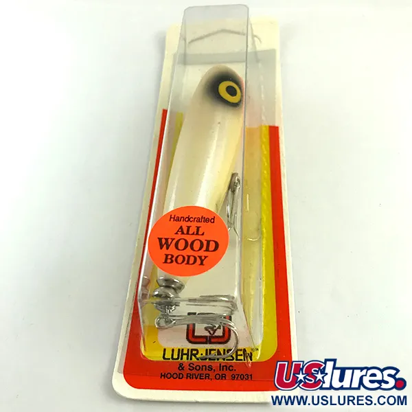 Luhr Jensen P.J.POP Houten Popper, White Pearl/Orange, 17g, uniek, #6046