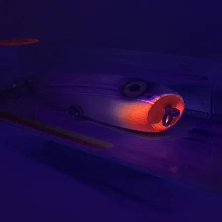 Luhr Jensen P.J.POP Houten Popper, White Pearl/Orange, 17g, uniek, #6046