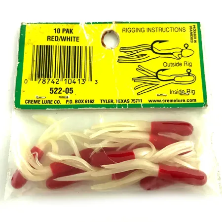 Creme Mini Tail softbait, Rood/Wit, 4cm, Split-Tail, #6049