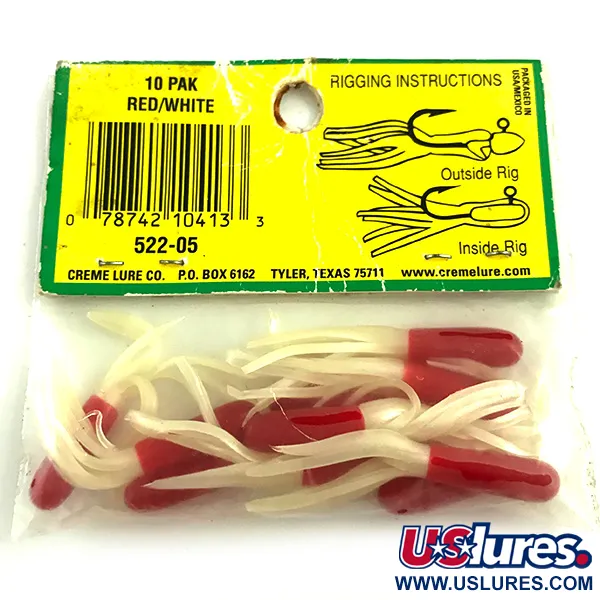 Creme Mini Tail softbait, Rood/Wit, 4cm, Split-Tail, #6049