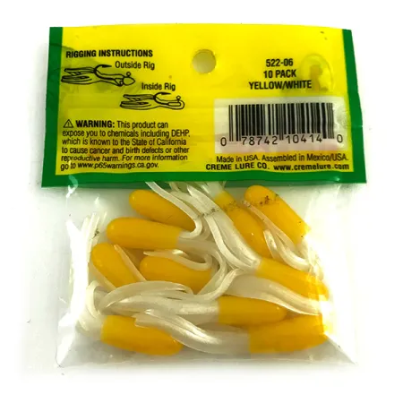 Creme Mini Tail Softbait, Geel / Wit, 4,5cm, Jiggen, #6050