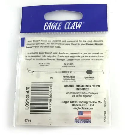 Eagle Claw #4/0 Jig Hooks, Zwart, Ronde Bocht, Offset, #6159