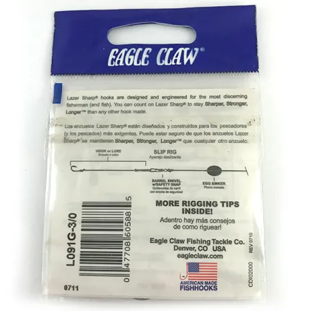 Eagle Claw #3/0 Jig Hooks, Zwart, Maat 3/0, Offset Steel, #6160