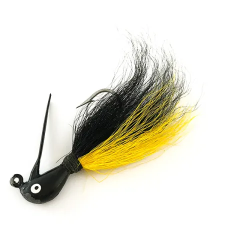 Northland Sting'r Bucktail Jig, Zwart/Geel, 12g, Stinger-oog, #6290
