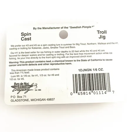 Bay de Noc Do-Jigger Lepel, Nikkel / Groen, 5g, Splitring, #6422