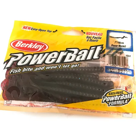 Berkley Power Worm softbait, Donkerrood/Blauwe Glitter, 18cm, #6487