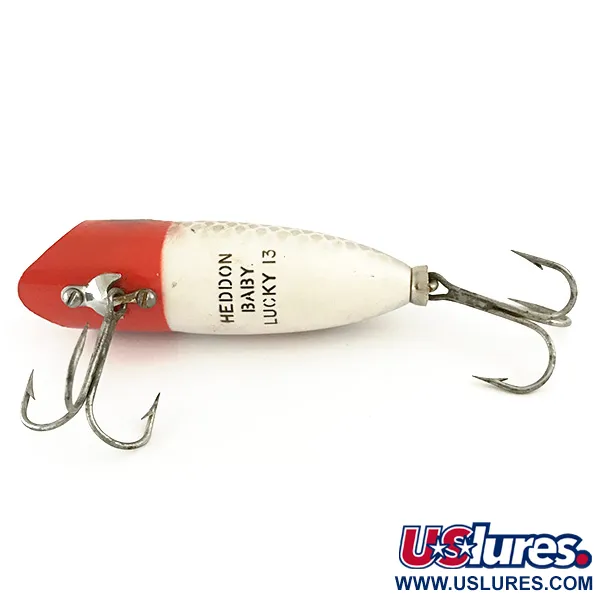 Heddon Baby Lucky 13 Oppervlakteplug, Rood/Wit/Zilver, 9g, #6550