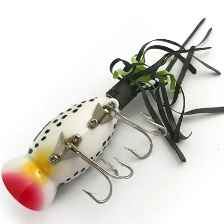 Fred Arbogast Hula Popper, White Tiger / Rood, 10g, Skirt, #6617