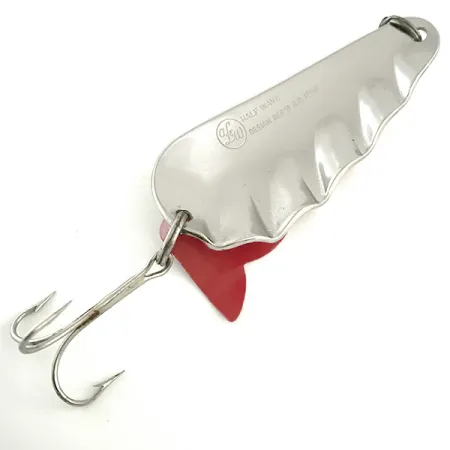 AL&W Half Wave Lepel, Nikkel/Rood/Wit, 19g, Geschulpte rand, #6652