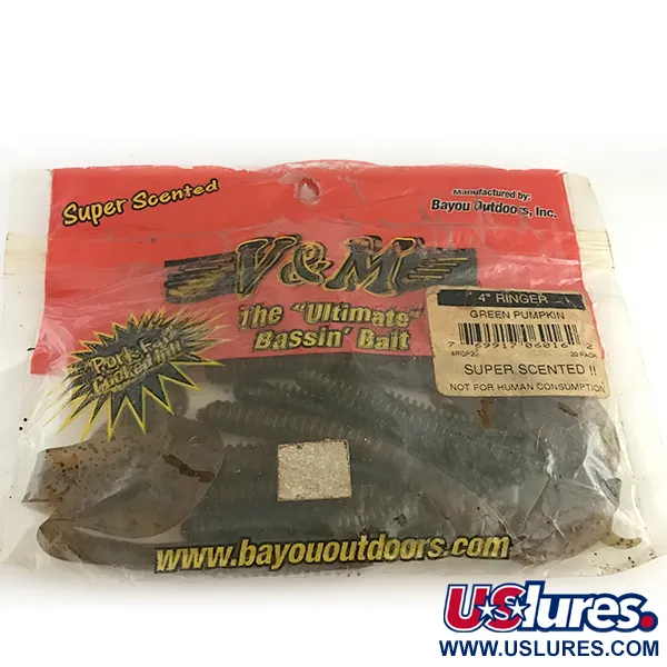 Bayou Outdoors V&M Softbait, Green Pumpkin, 10cm, Geringd, #6669