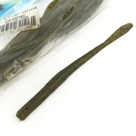 Open Water Drop Shot Softbait, Olijf, 10,2cm, Finesse, #6680