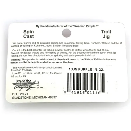 Bay de Noc Do-Jigger 1 Lepel, Nikkel/Paars, 4,7g, Flappers, #6777