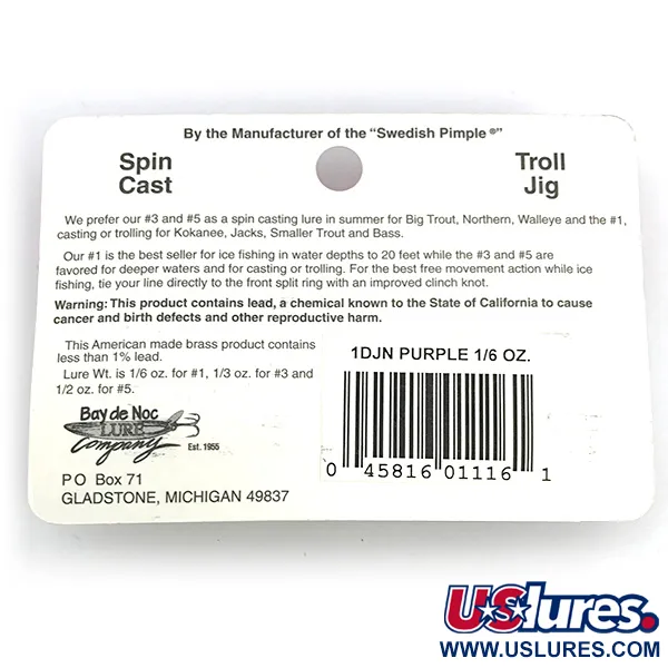 Bay de Noc Do-Jigger 1 Lepel, Nikkel/Paars, 4,7g, Flappers, #6777