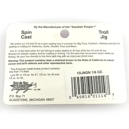 Bay de Noc Do-Jigger 1 Lepel, Nikkel/Groen/Rood/Geel, 4,7g, #1DJNGN