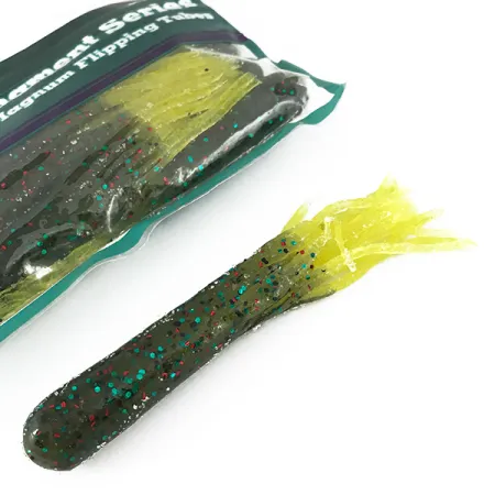 Bass Pro Shops Salty Magnum Tubes softbait, Green Pumpkin, 10cm, #6833