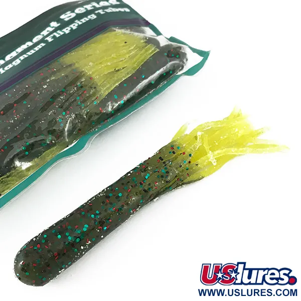 Bass Pro Shops Salty Magnum Tubes softbait, Green Pumpkin, 10cm, #6833