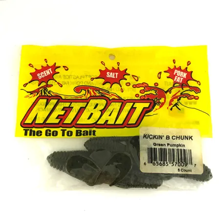 Netbait Kickin B Chunk Softbait, Green Pumpkin, 7.5cm, Trailer, #6836