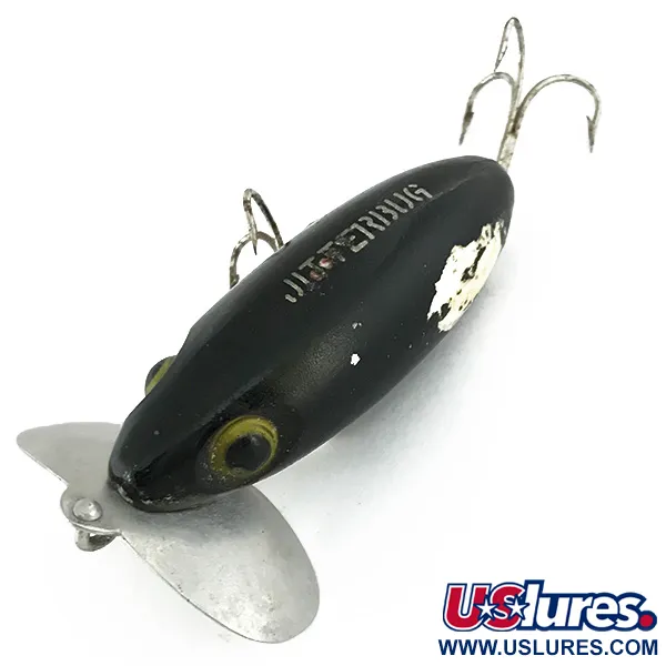 Fred Arbogast Jitterbug Oppervlakte-aas, Zwart, 14g, Metalen Lip, #6857