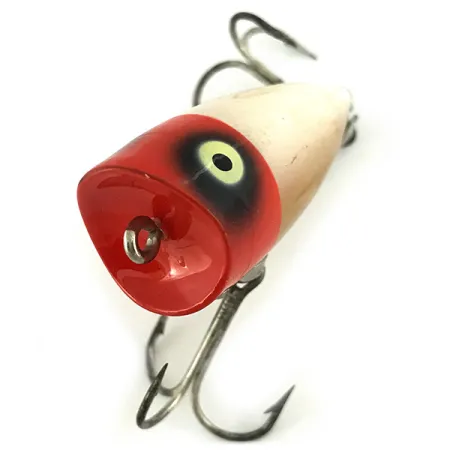 Heddon Chugger JR Oppervlakteplug, Rood/Wit, 10g, Holle Mond, #6882