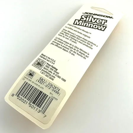 Johnson Silver Minnow Weedless Lepel, Zilver, 14g, Wierloos, #6922