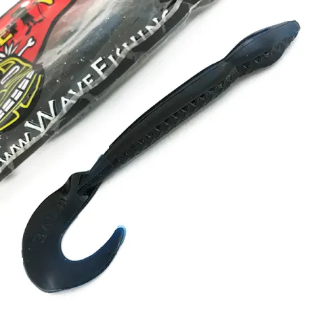Wave Worms softbaits, Zwart / Blauwe Glitter, 13 cm, krulstaart, #6959