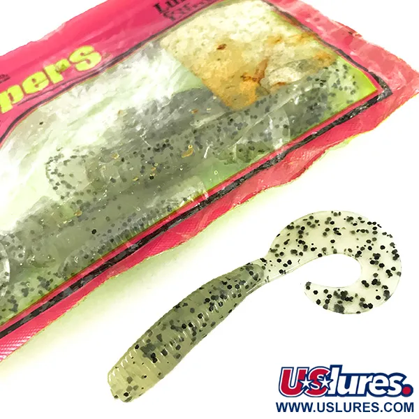 Chompers Single Tail Grub 8pcs Twister, Chartreuse Pepper, #7088